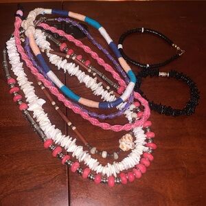 EUC FUN bundle of 6 necklaces and two bracelets